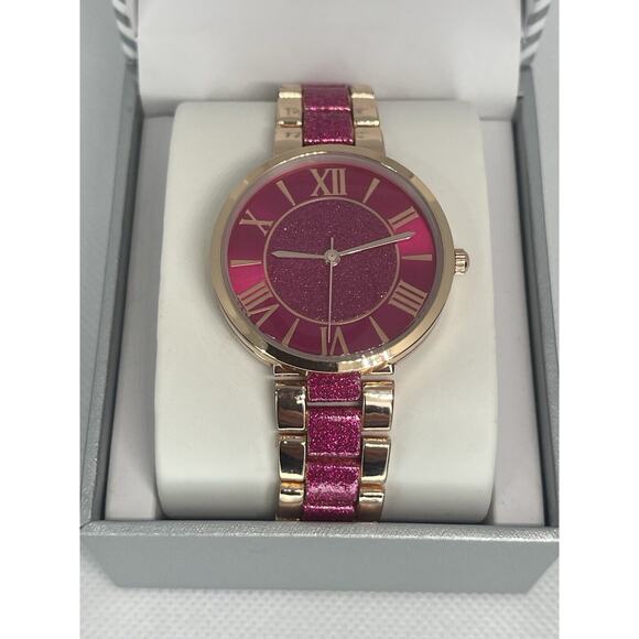 Rose Gold Tone Glitz Women\'s Bracelet Watch Stunning Dial Trendy Fashion NEW